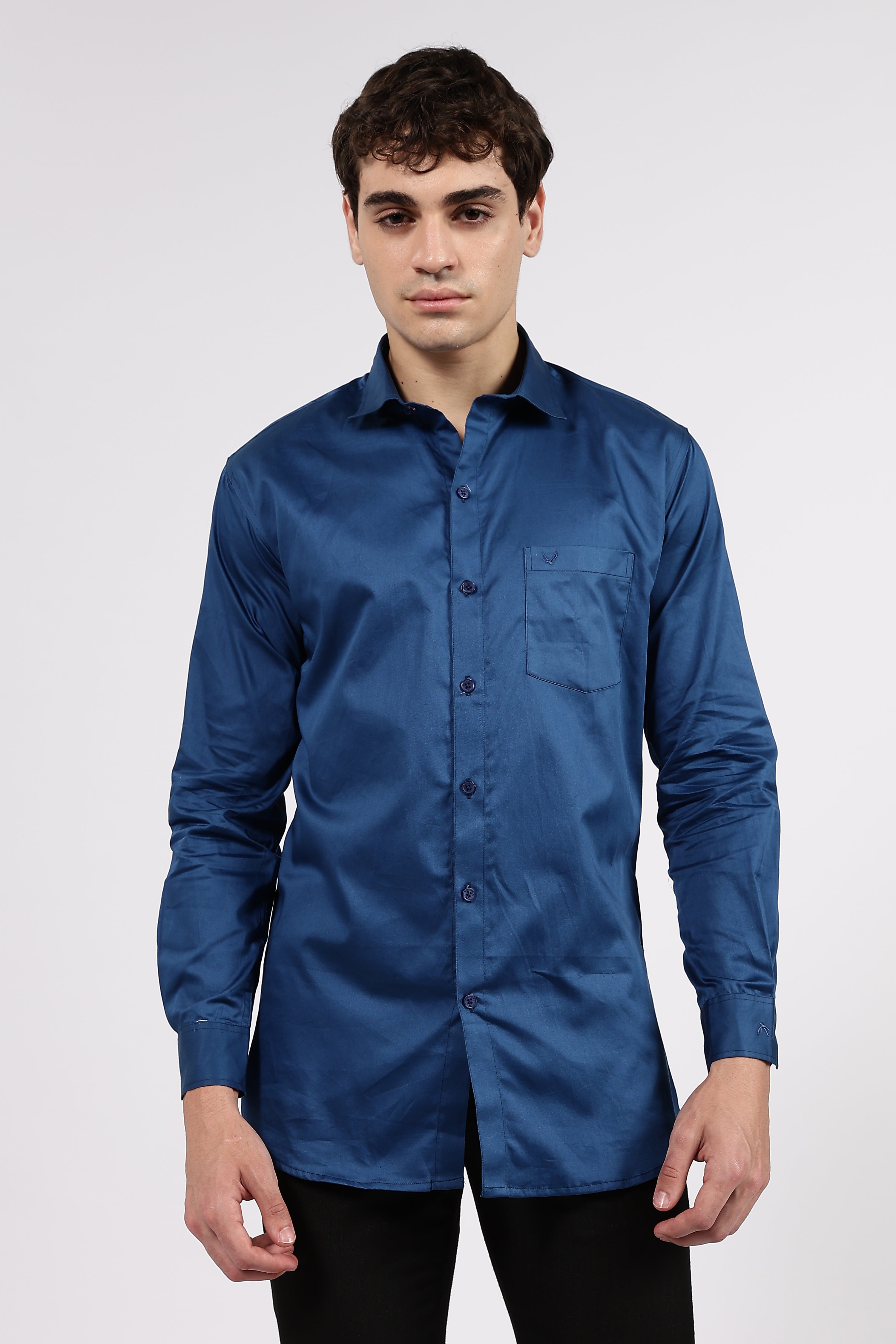 Men’s Teal Blue Premium Cotton Formal Shirt
