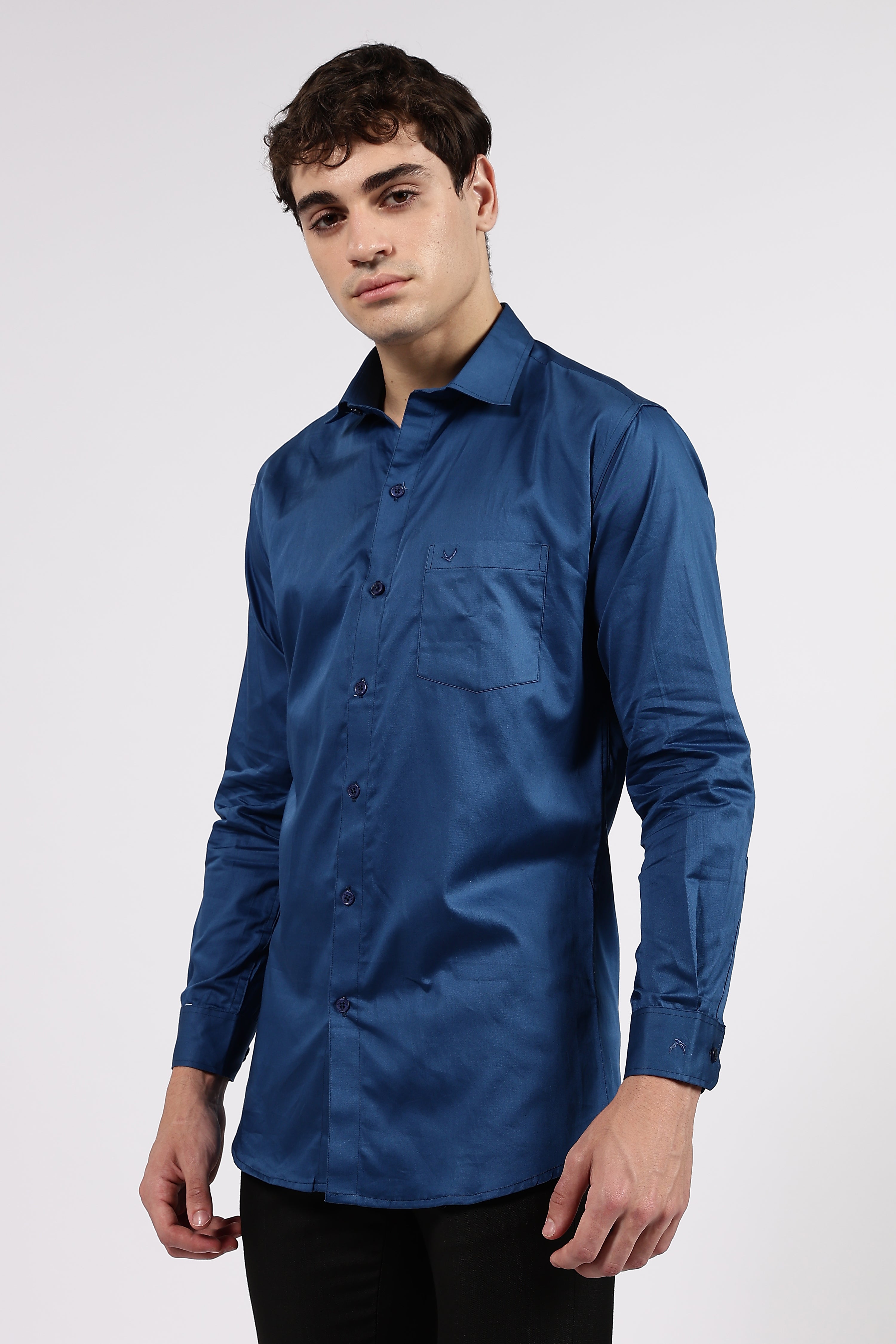 Men’s Teal Blue Premium Cotton Formal Shirt