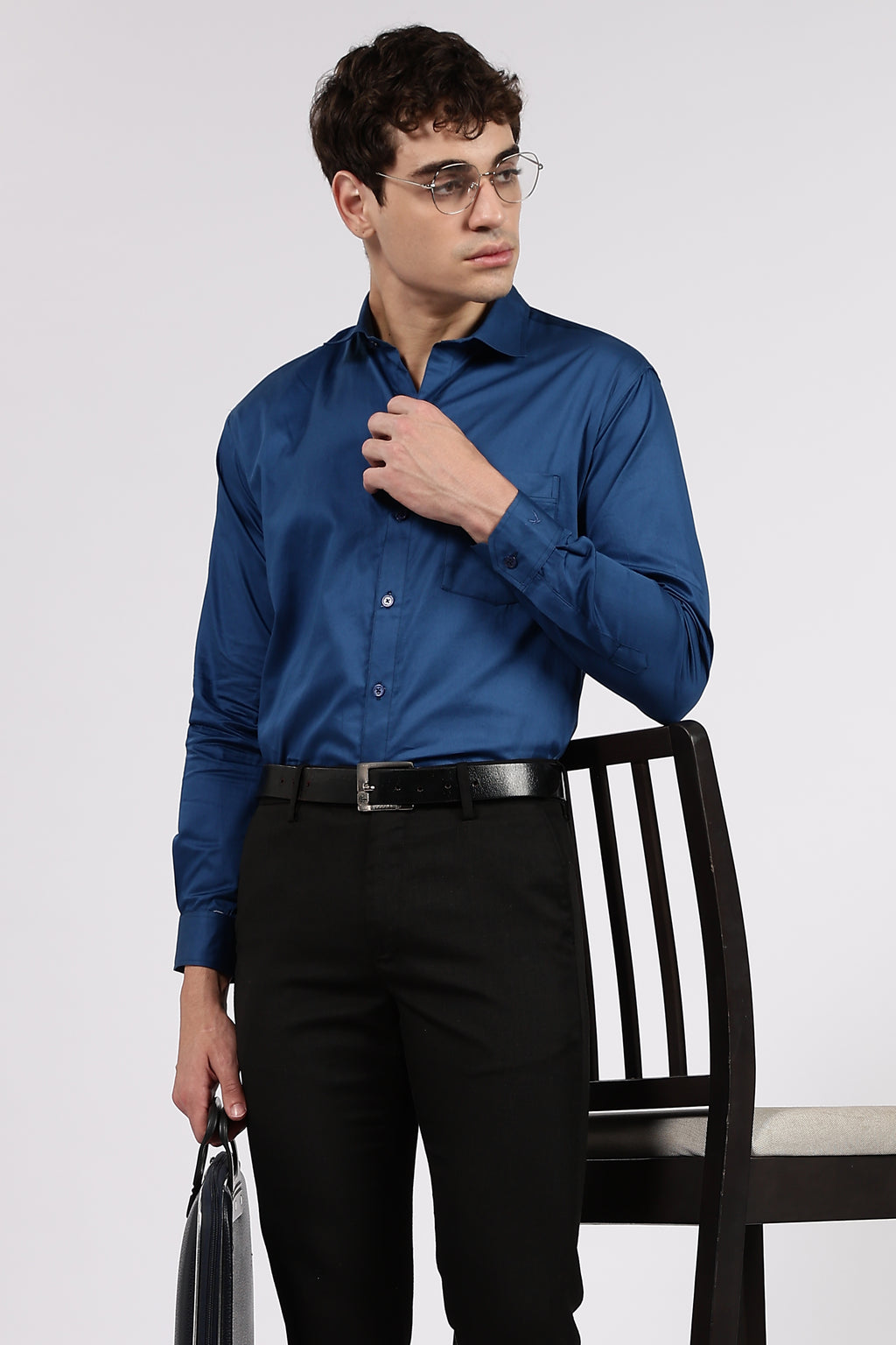 Men’s Teal Blue Premium Cotton Formal Shirt