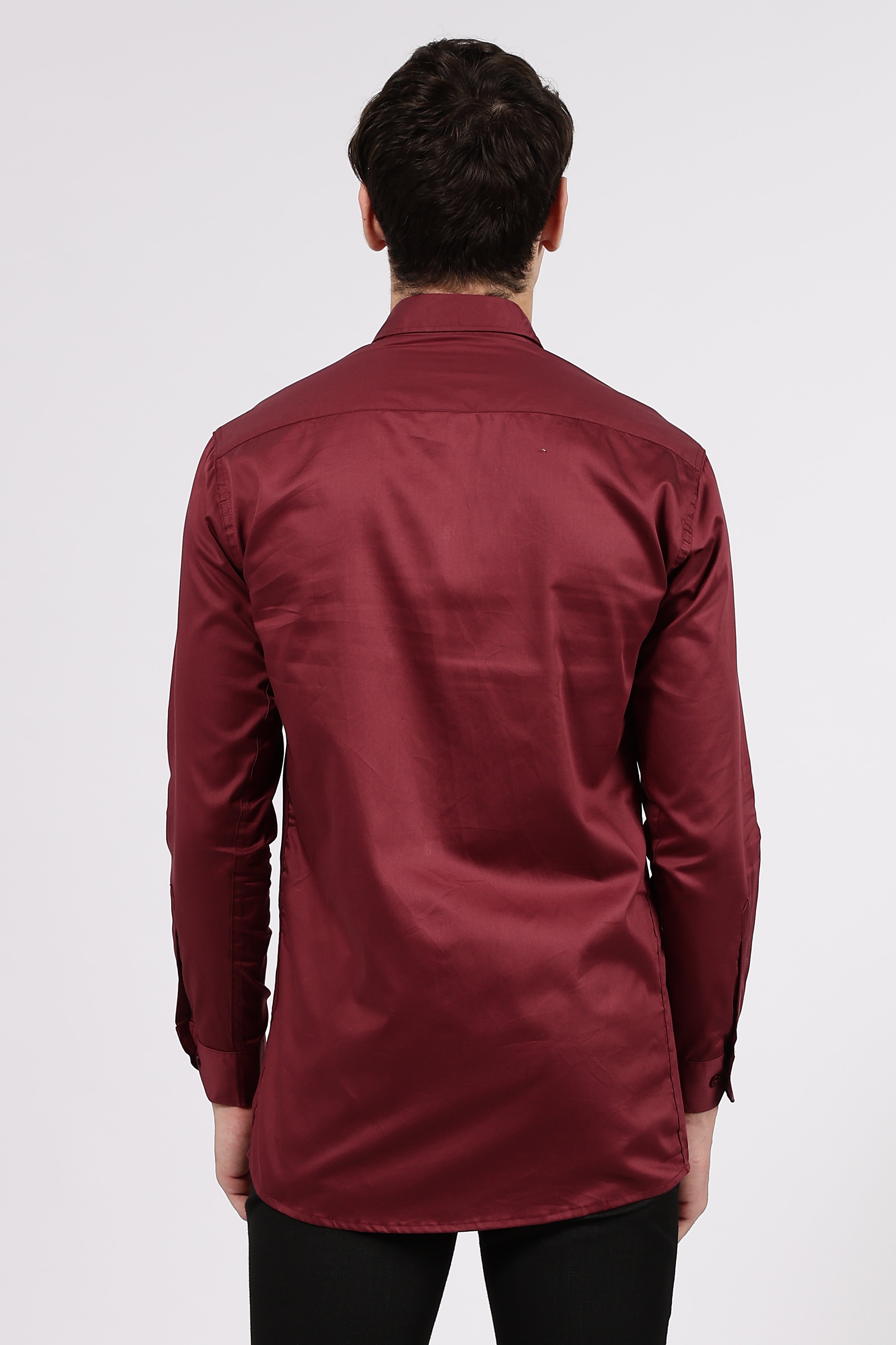 Men's Maroon Premium Cotton Formal Shirt