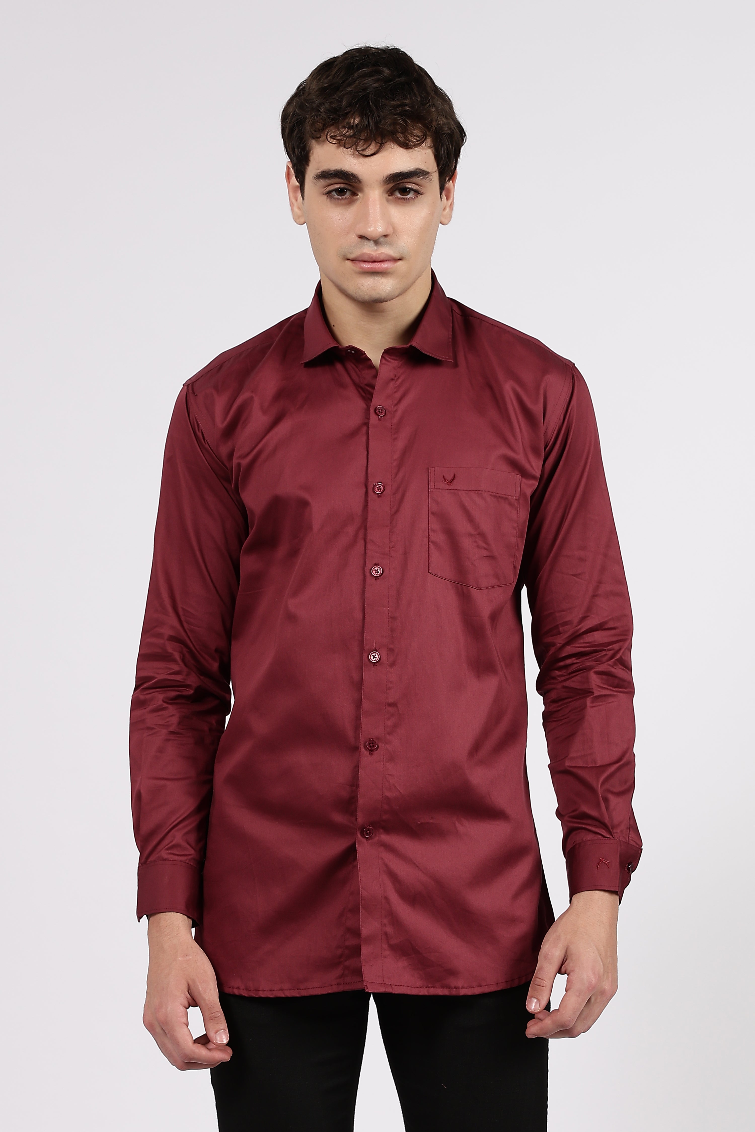 Men's Maroon Premium Cotton Formal Shirt