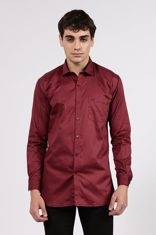Men's Maroon Premium Cotton Formal Shirt