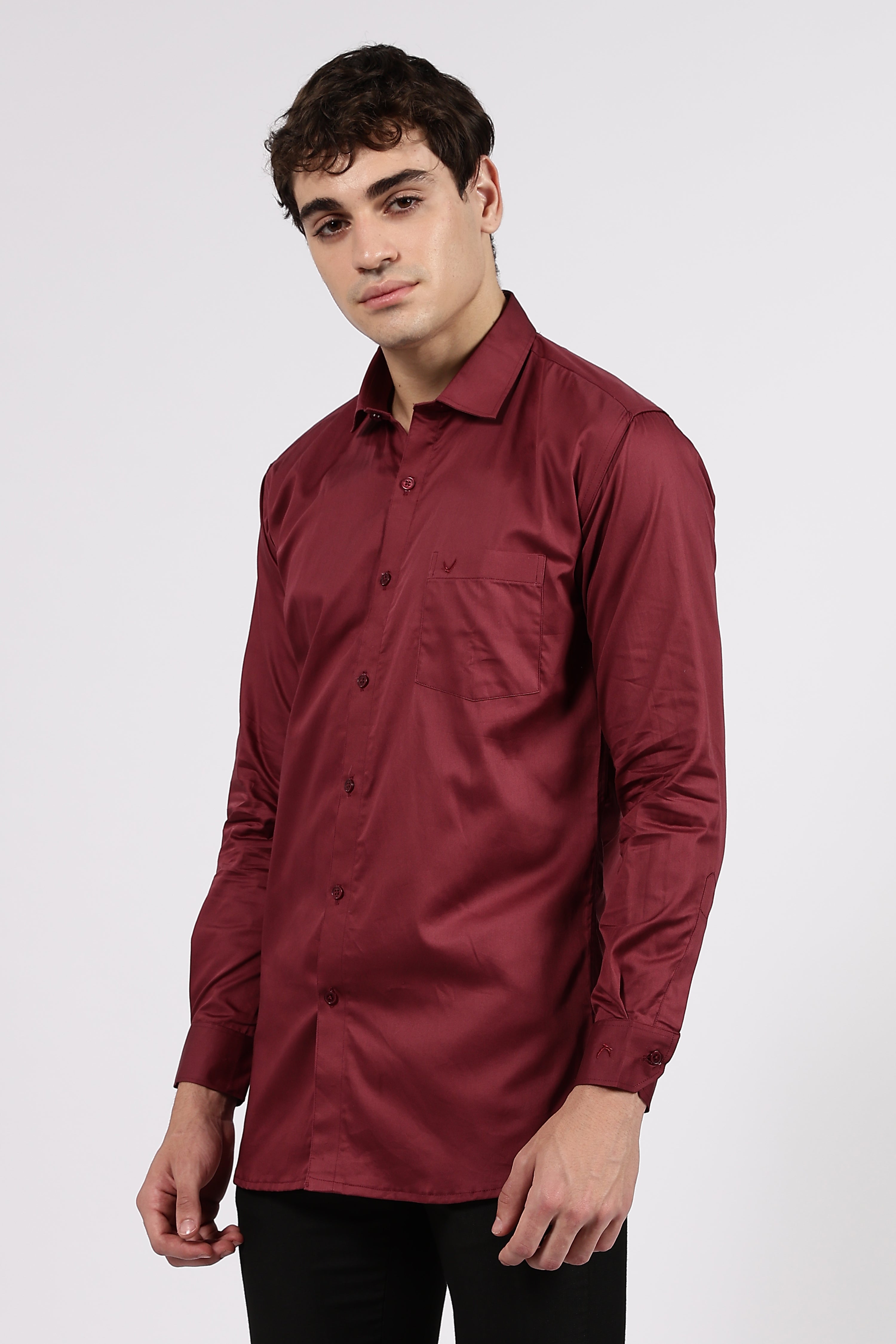 Men's Maroon Premium Cotton Formal Shirt