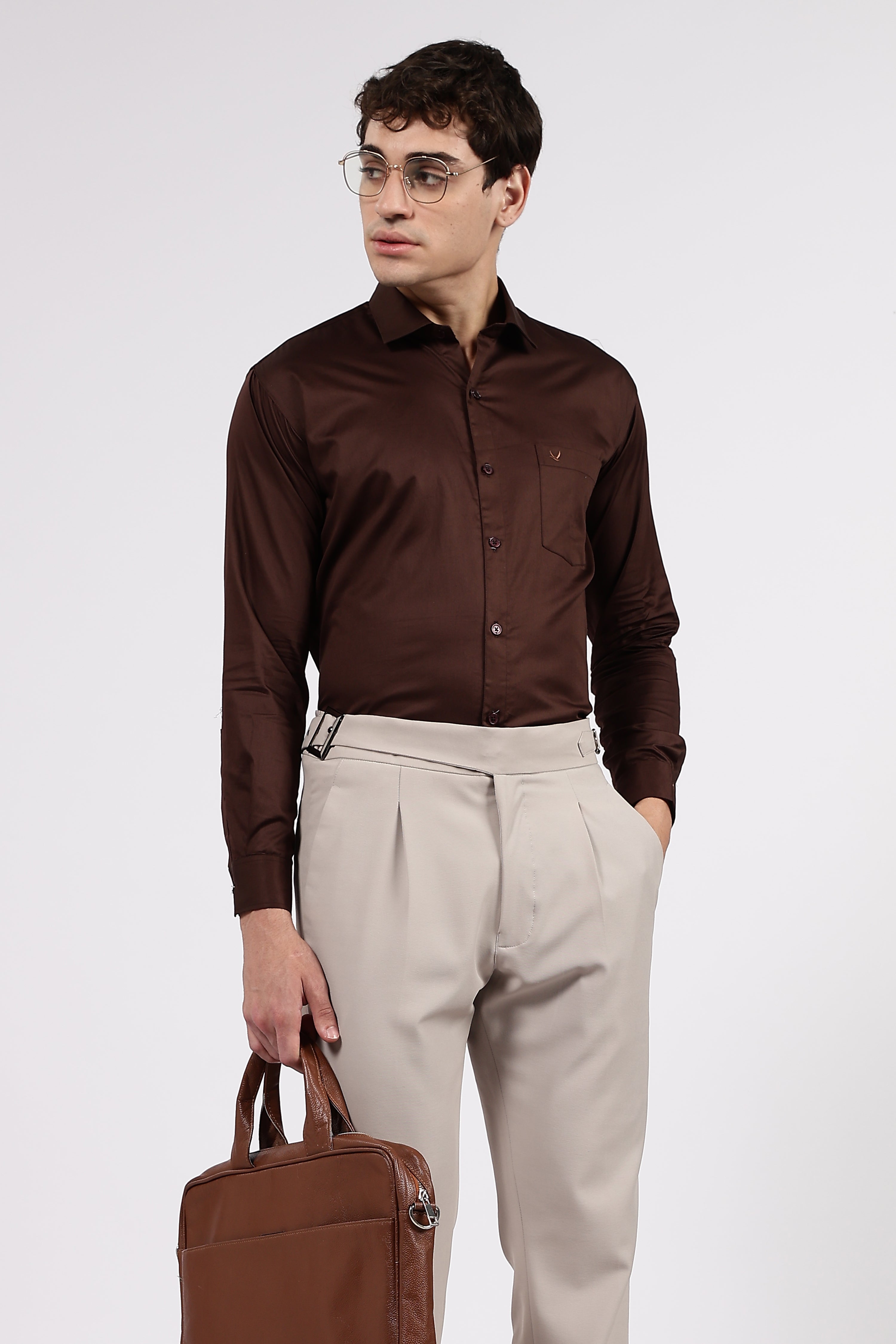 Men’s Brown Premium Cotton Formal Shirt
