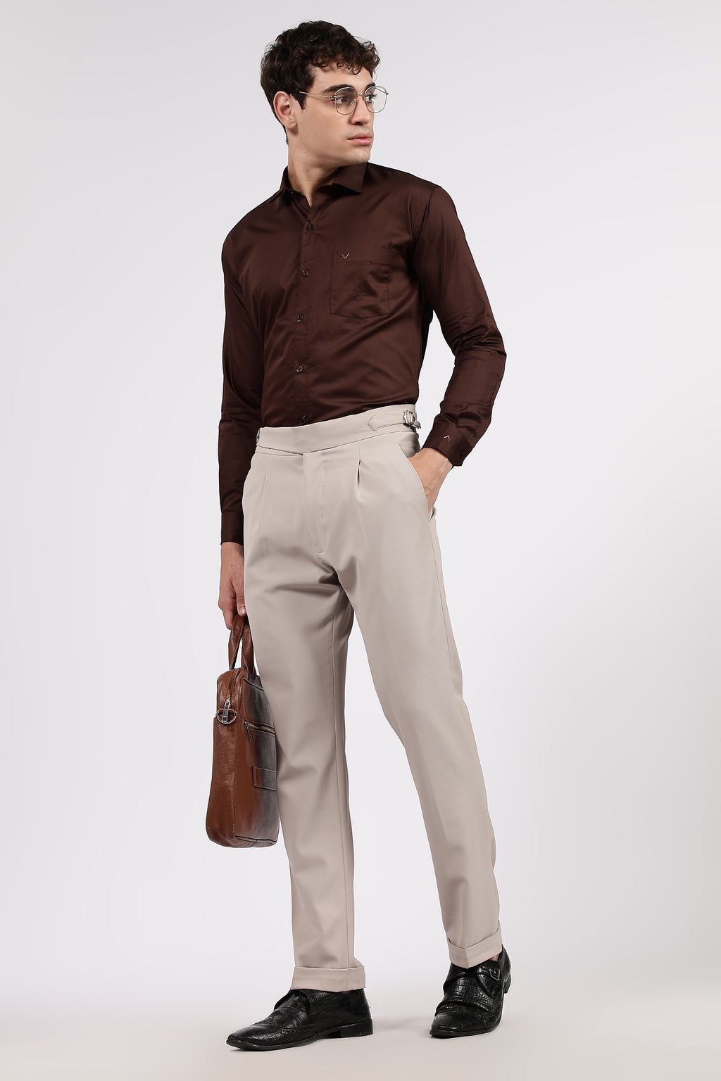 Men’s Brown Premium Cotton Formal Shirt