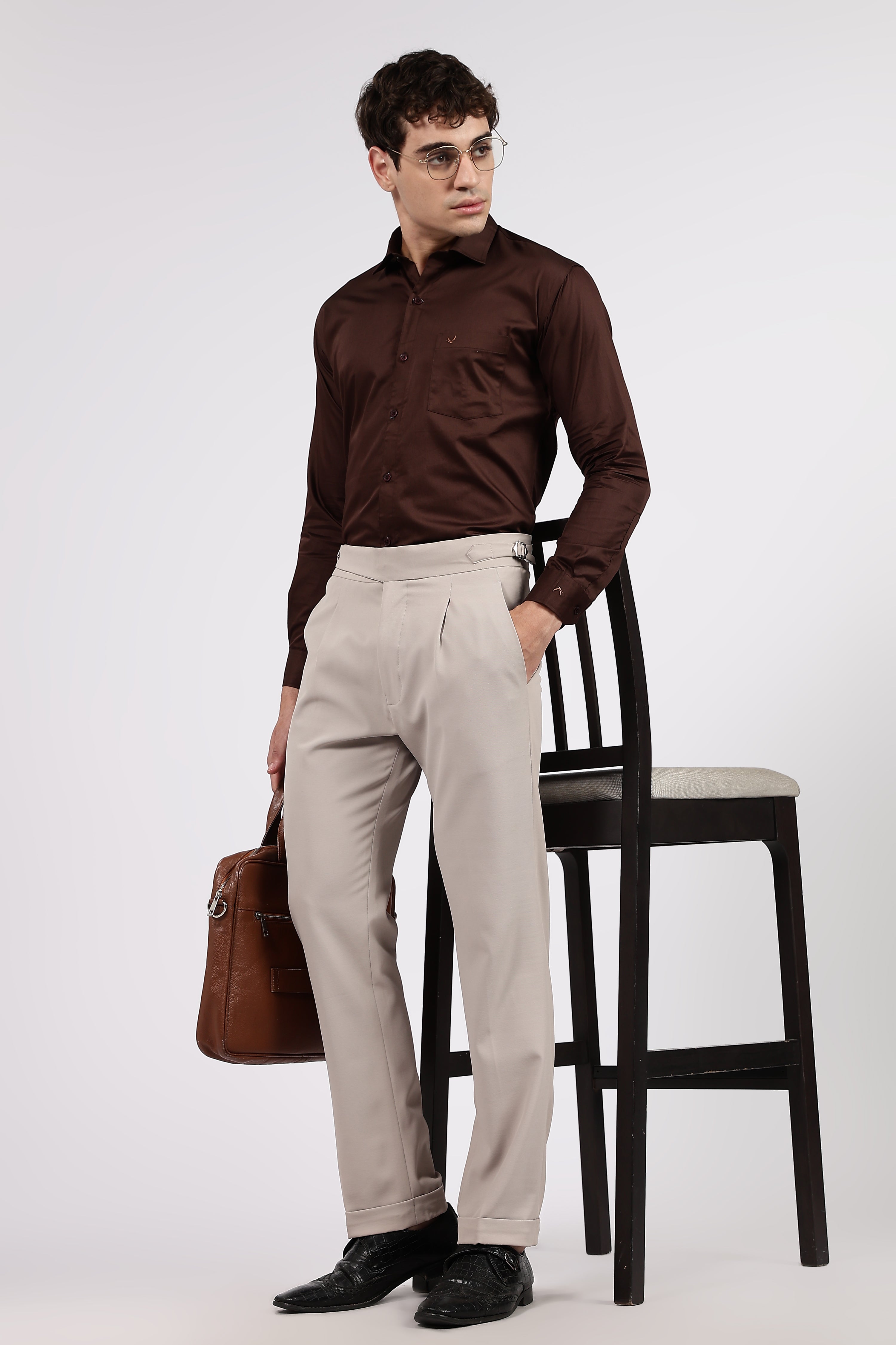 Men’s Brown Premium Cotton Formal Shirt