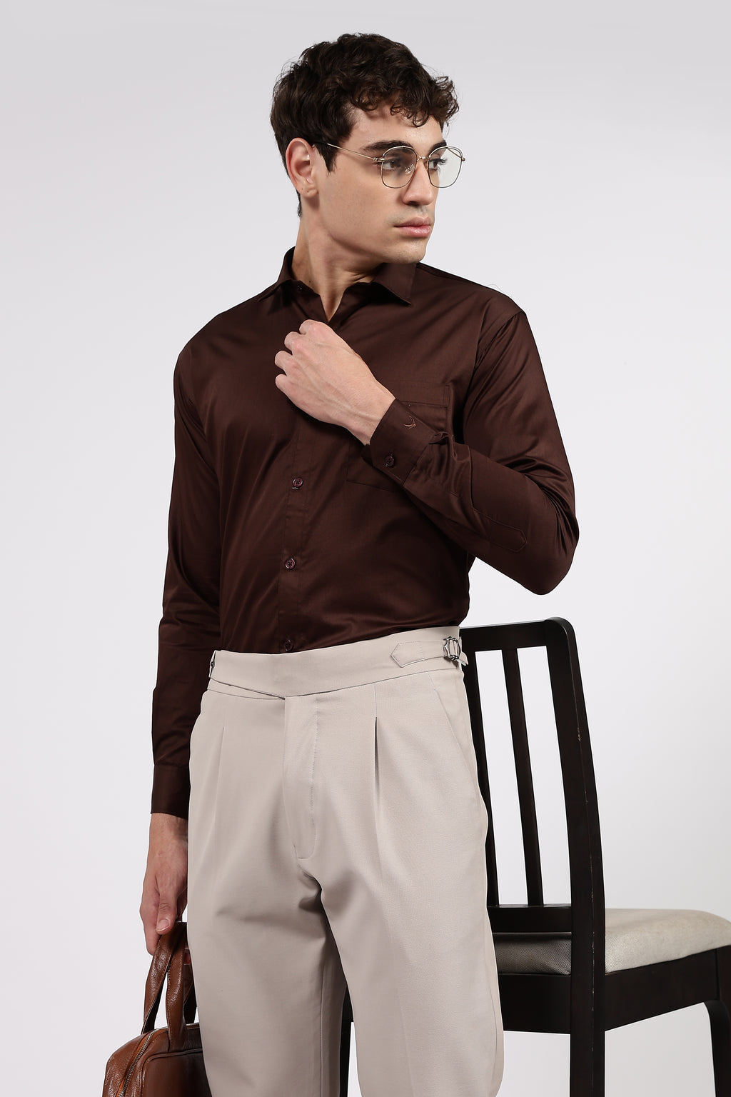 Men’s Brown Premium Cotton Formal Shirt