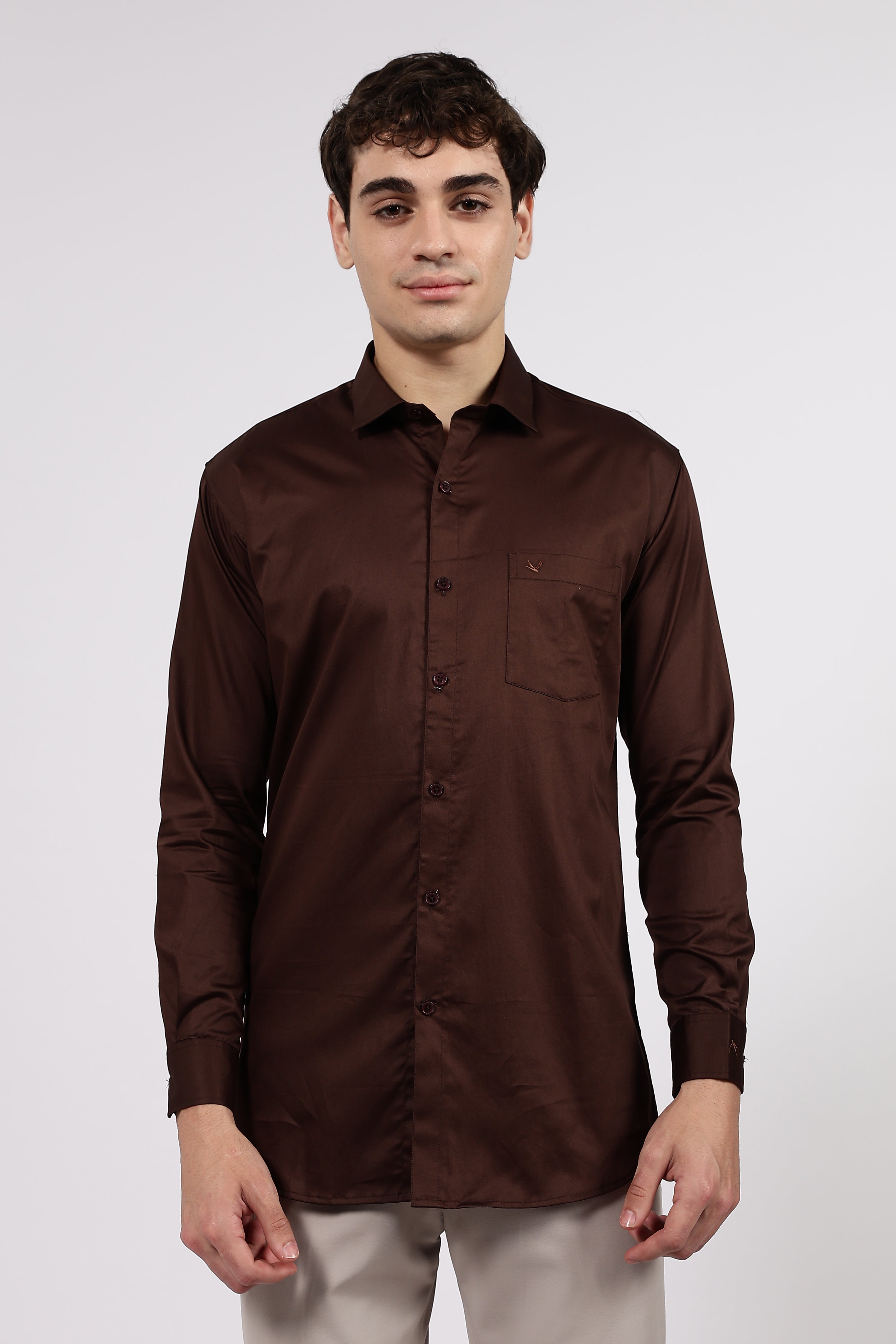 Men’s Brown Premium Cotton Formal Shirt