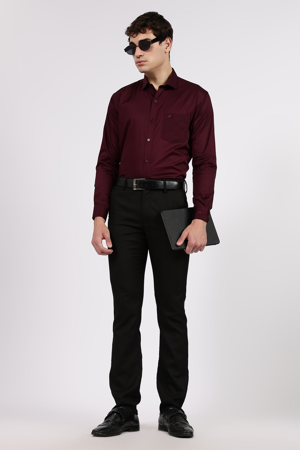 Men's Wine Premium Cotton Formal Shirt