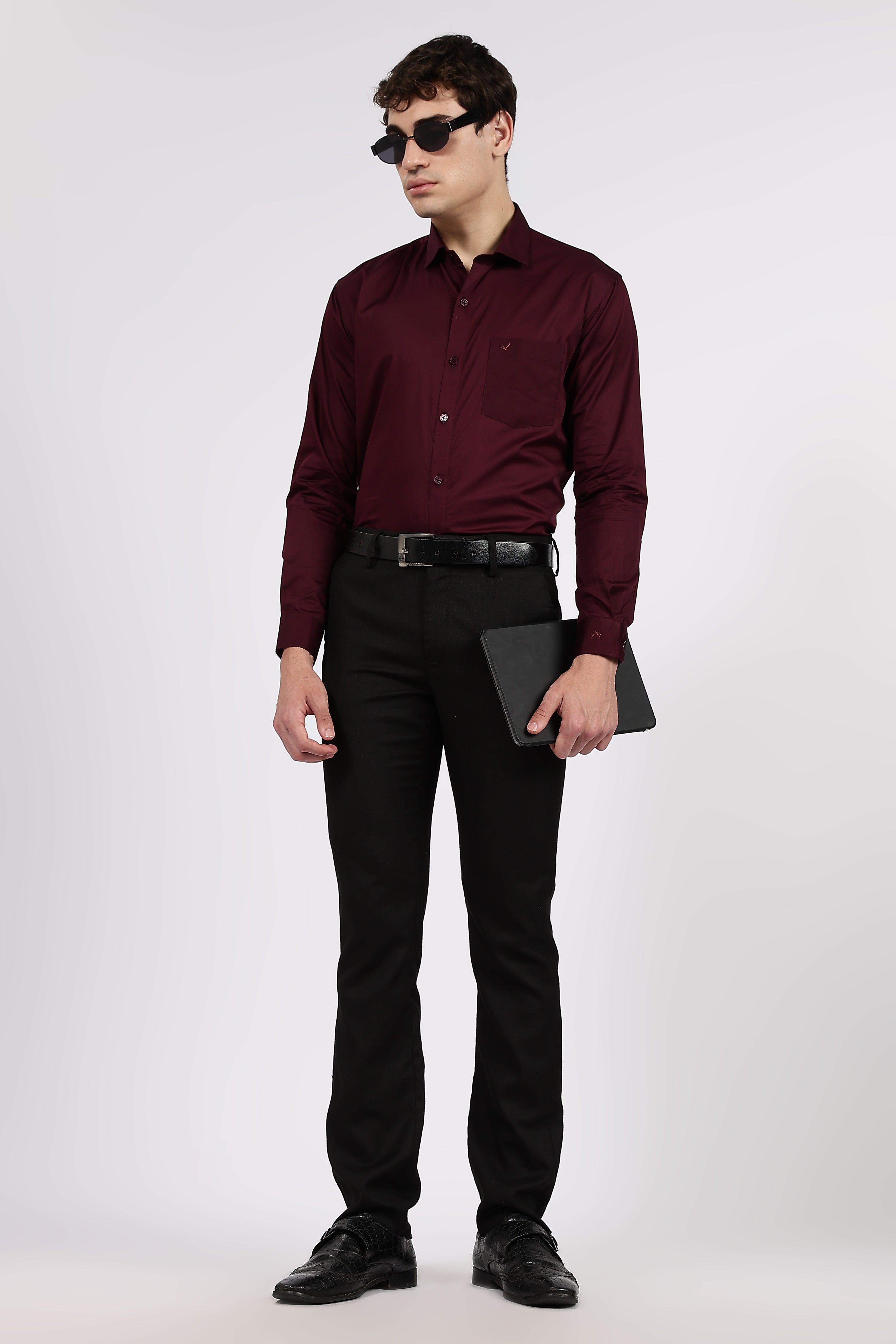 Men's Wine Premium Cotton Formal Shirt