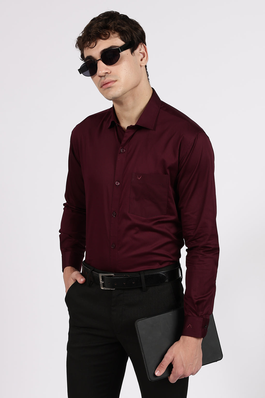Men's Wine Premium Cotton Formal Shirt