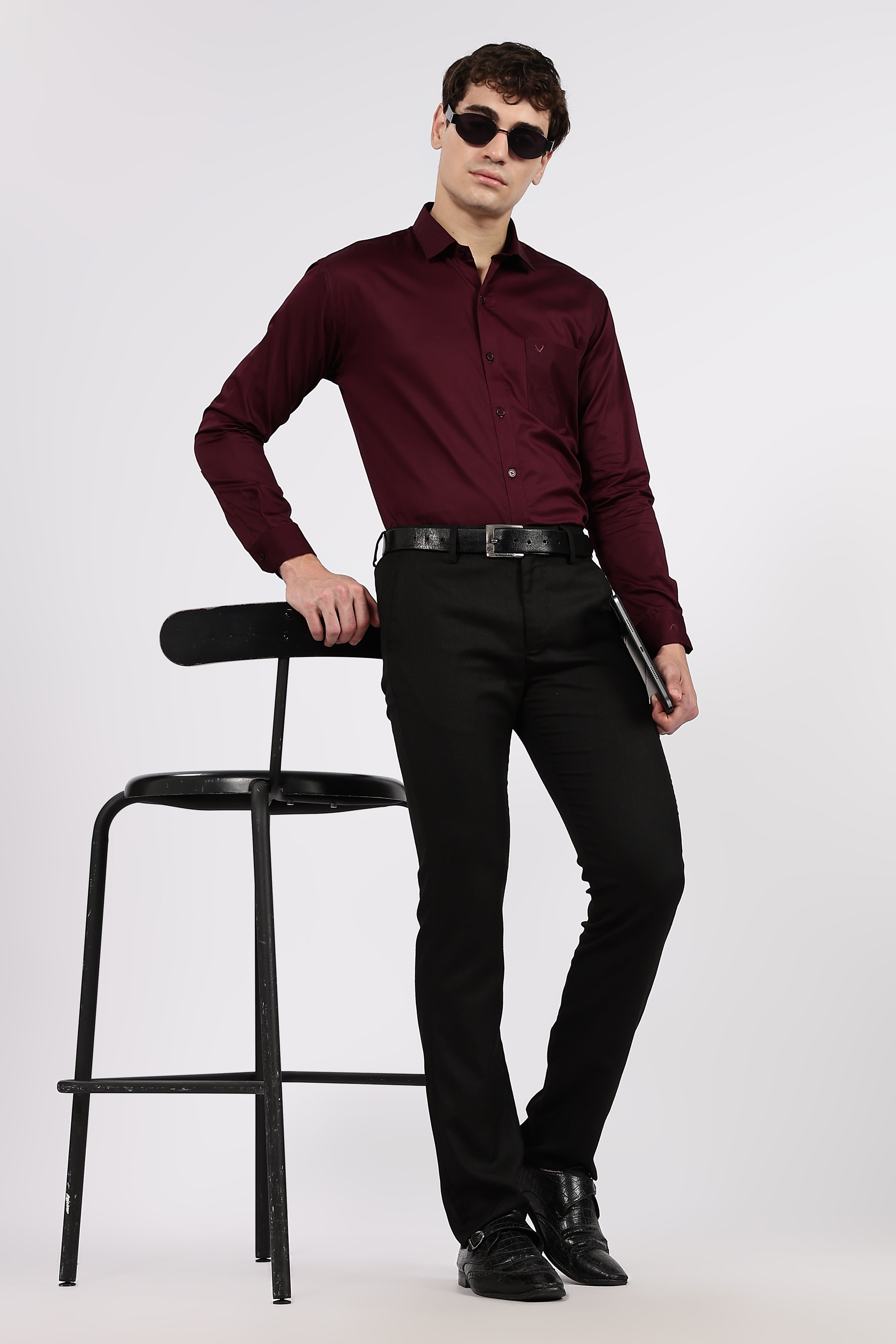 Men's Wine Premium Cotton Formal Shirt