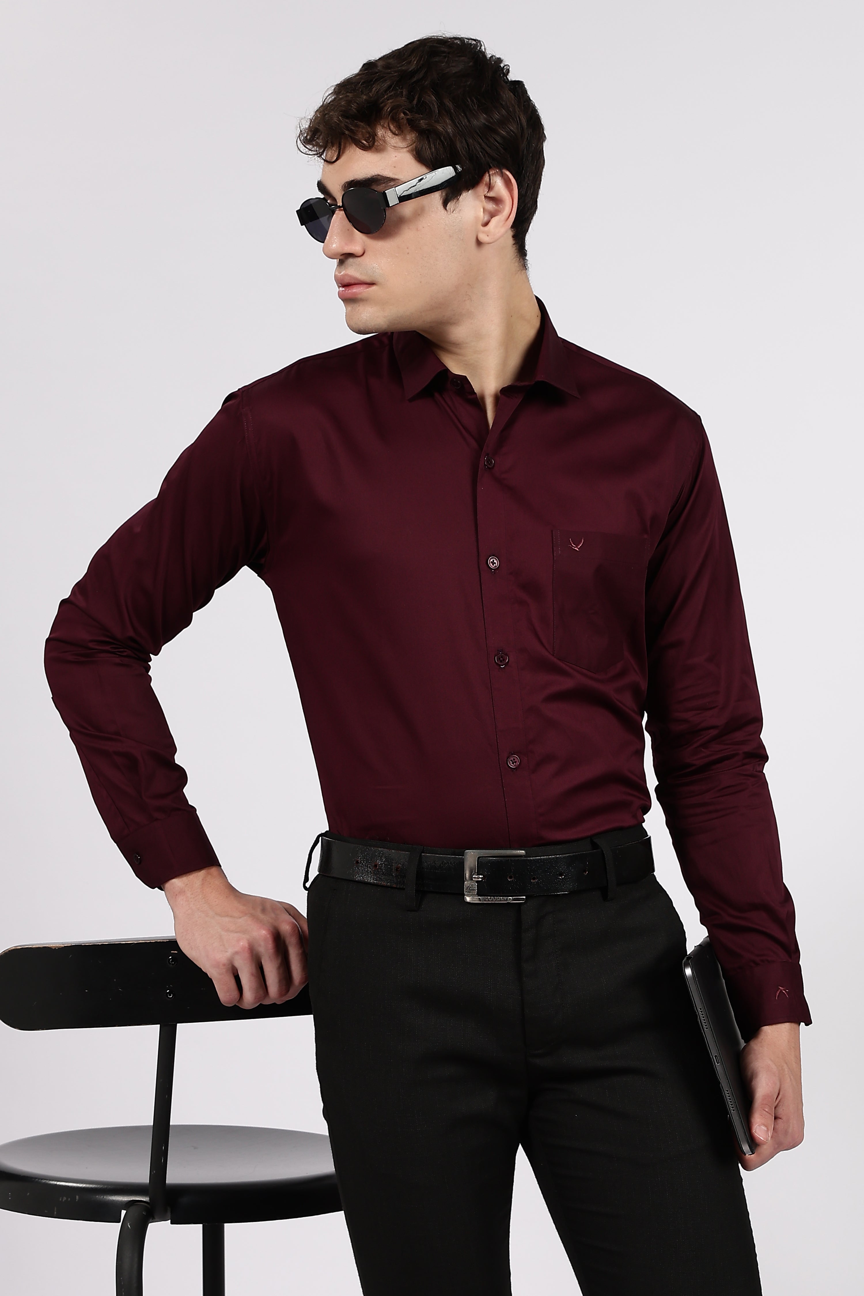 Men's Wine Premium Cotton Formal Shirt