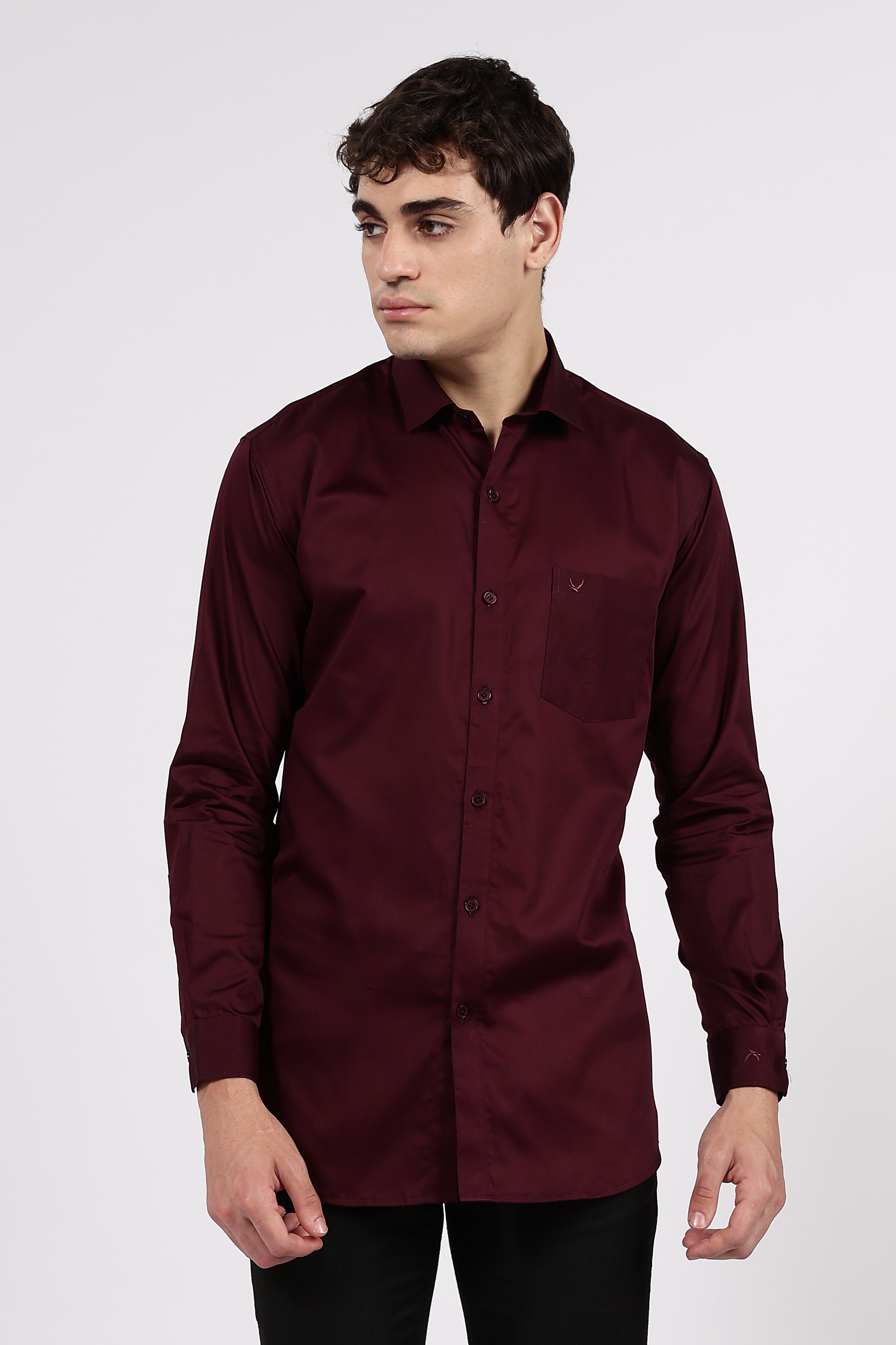 Men's Wine Premium Cotton Formal Shirt