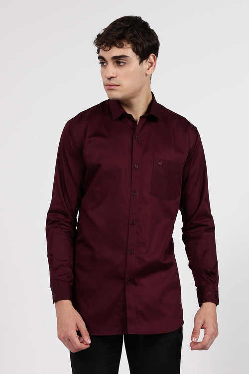 Men's Wine Premium Cotton Formal Shirt