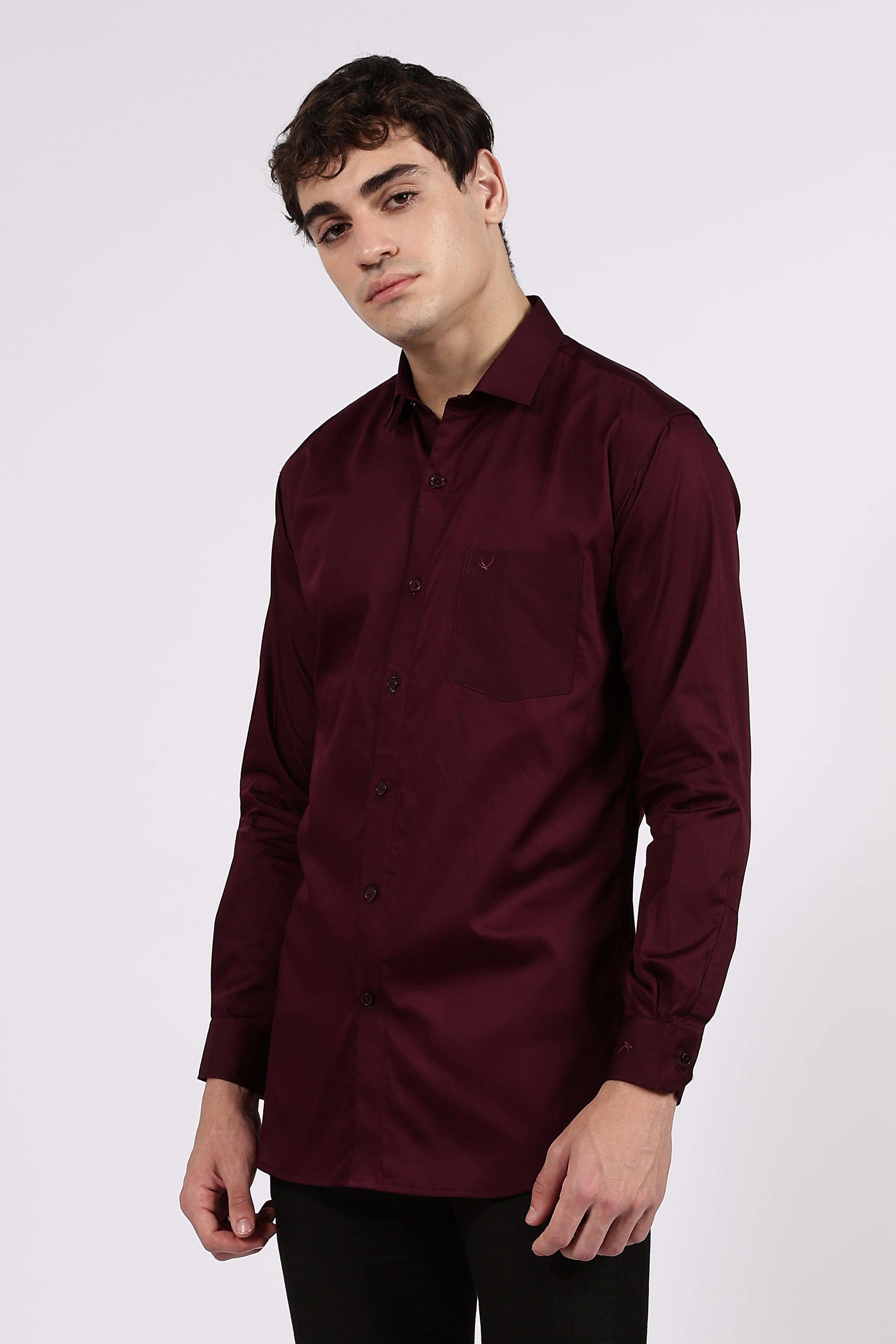Men's Wine Premium Cotton Formal Shirt