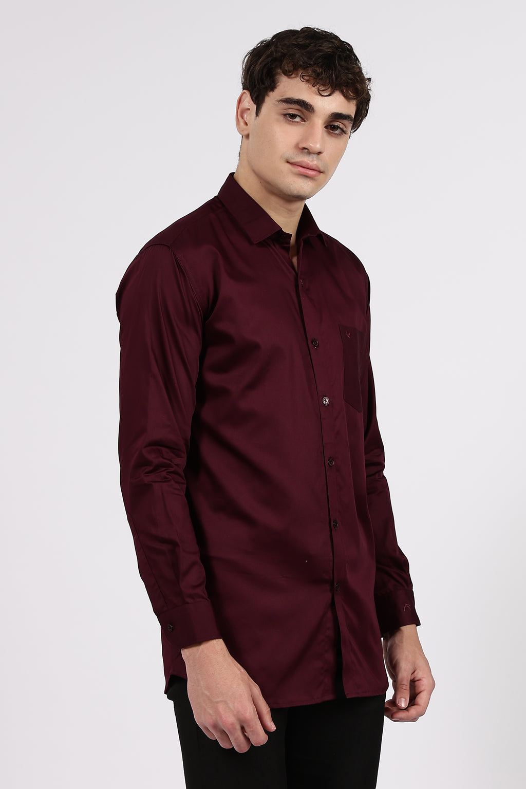 Men's Wine Premium Cotton Formal Shirt