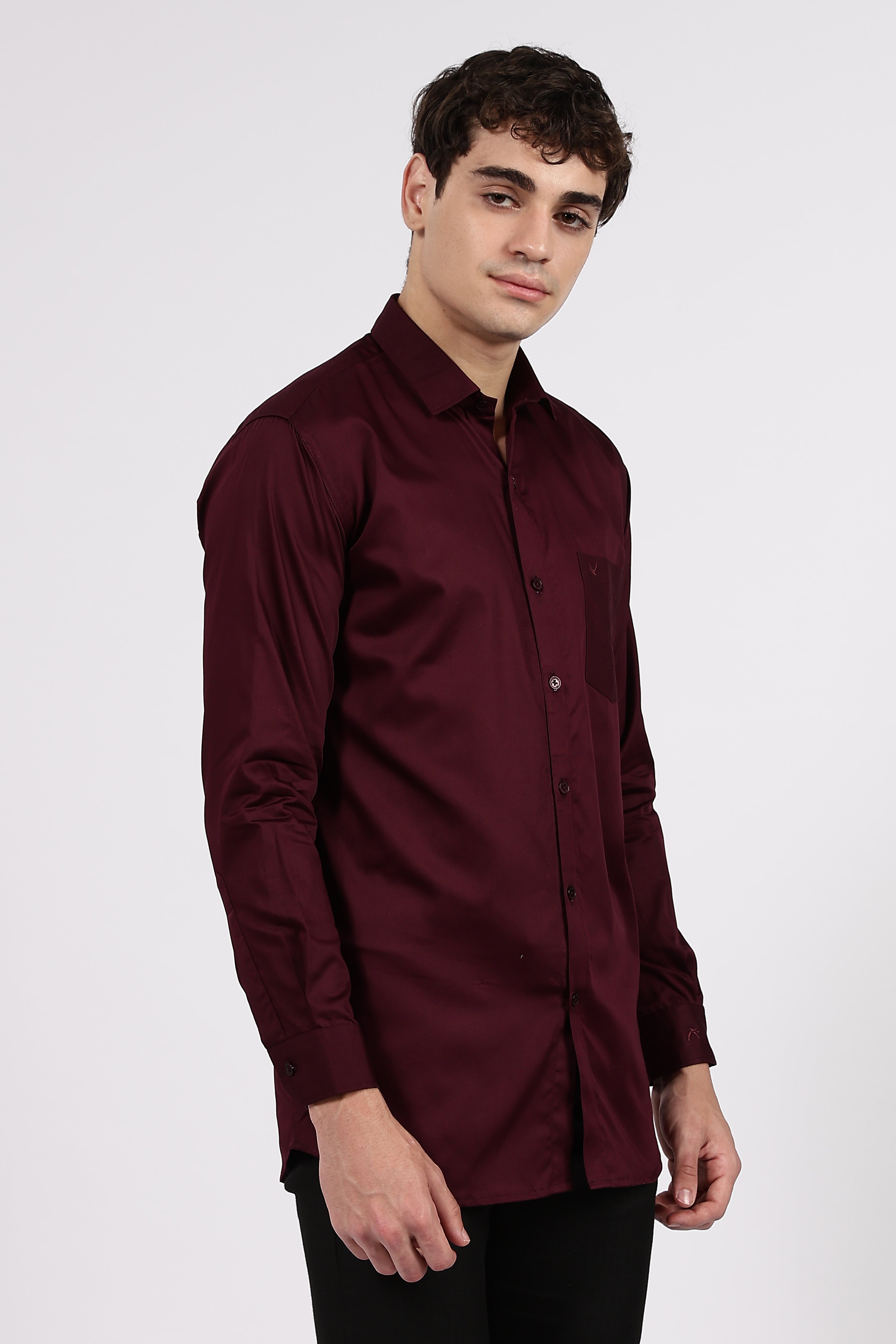 Men's Wine Premium Cotton Formal Shirt